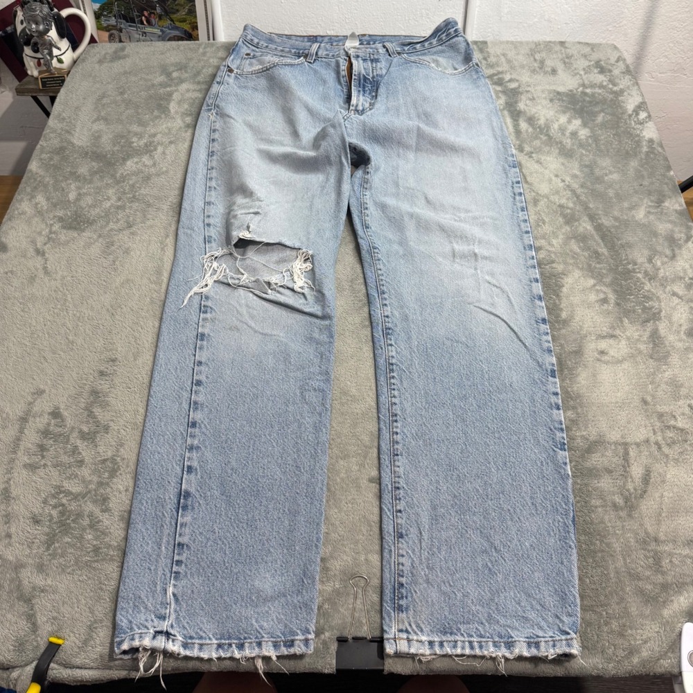 VTG Y2K Distressed Lucky Brand Dungarees Jeans Mens 34 Light Wash Made in USA